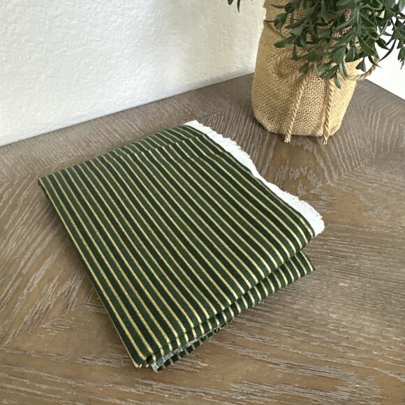 JoAnn Fabric Thin Green and Gold Striped 27x42" School Uniform VTG Men Suiting - Picture 1 of 6